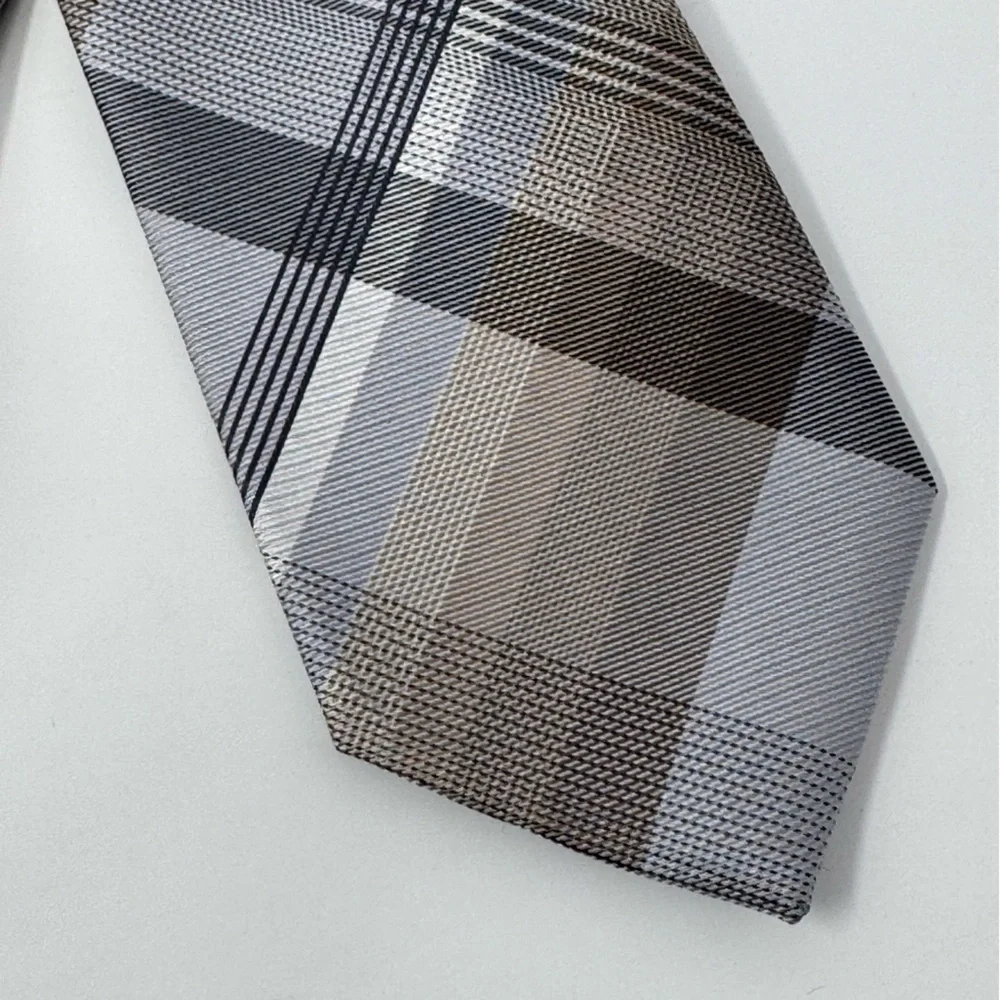 GEOFFREY BEENE 100% SILK‎ Plaid Tie, necktie, preppy, classic, business, office